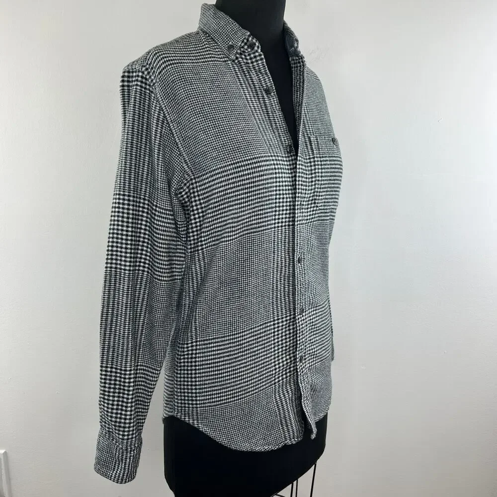 J. Crew Gray Houndstooth Long Sleeve Button-Down Elbow Patch Shirt Size XS